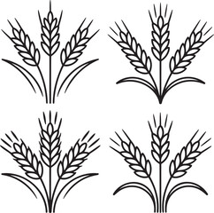 Fototapeta premium Set of Wheat Outline vector illustration isolated On Transparent Background