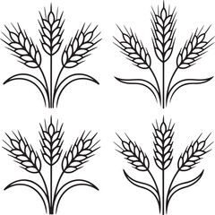 Fototapeta premium Set of Wheat Outline vector illustration isolated On Transparent Background