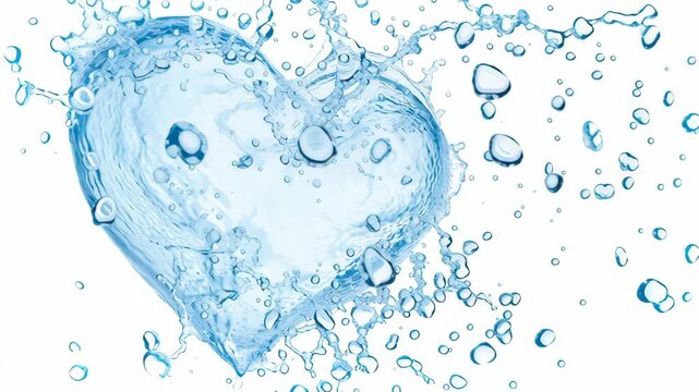 Water Heart's Embrace: A sculpted heart formed from crystal-clear water bursts forth, radiating purity and serenity. Capture the essence of love and renewal.