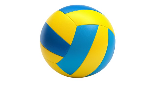 Vibrant volleyball featuring blue and yellow design, perfect for sports enthusiasts and athletes. This ball is ideal for both indoor and outdoor play, showcasing dynamic color scheme