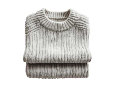 “Warm Cozy Knitted Sweater in Neutral Beige Tone with Soft Matte Lighting Flat Lay”