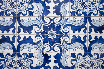 Traditional blue painted ceramic tiles, Macao