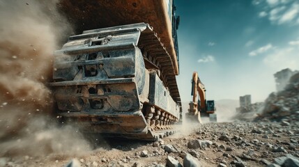 Fototapeta premium Bulldozer Tracks on Construction Site