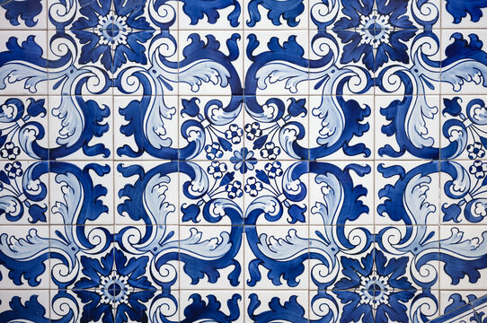 Traditional blue painted ceramic tiles, Macao