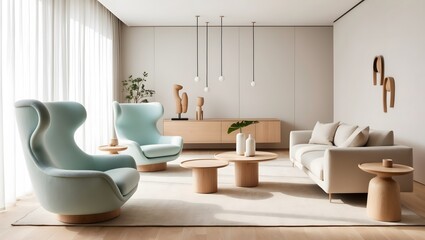 Tranquil Modern Home Interior with Soft Lighting. 