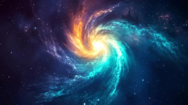 Celestial Dance: A mesmerizing swirl of cosmic gas and vibrant colors, showcasing the vast beauty of the universe, with stars sprinkled throughout.