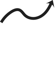 Minimal black curved arrow icon PNG – simple right-pointing directional vector on white background