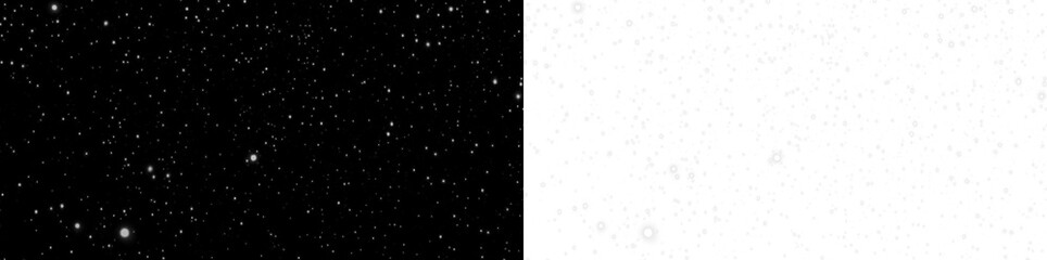 Black and white png overlay featuring a starry night sky on one side and a soft white background on the other, ideal for creative design projects and visual storytelling