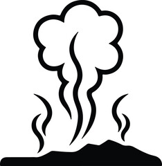 Naklejka premium Silhouette vector volcano eruption with smoke black and white Illustrator