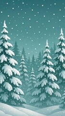 Obraz premium Serene snowy forest illustration