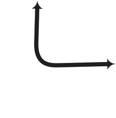 Minimal black right-pointing arrow icon on transparent background curved navigation symbol