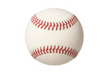 Baseball ball with red stitching on a transparent background, representing american sport and summer game
