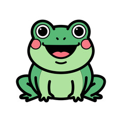 Happy Cute Green Frog Cartoon Mascot Vector Illustration
