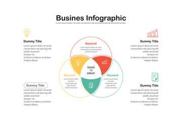 Fototapeta premium Flat business presentation vector slide template with diagram chart