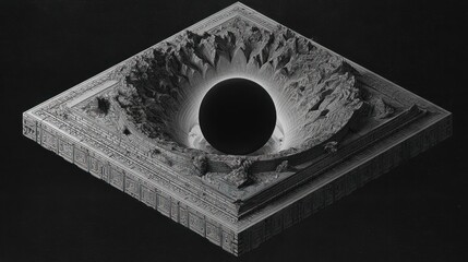 Geometric structure with central void and textured surface