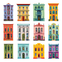 vector illustration of old town buildings