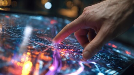 Hand interacting with digital interface