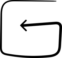 Hand-Drawn U-Turn Arrow Vector Icon for Back, Undo