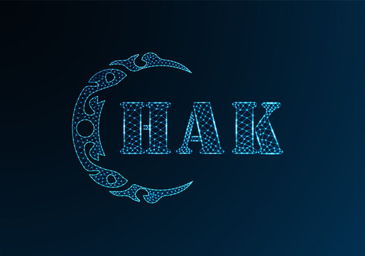 Low poly letter logo HAK design. HAK letter logo low poly vector design on blue color gradient background. HAK logo low poly design