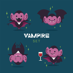 Vector cartoon set of vampire character for Halloween