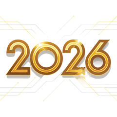 Futuristic Golden 2026 Text Vector Art