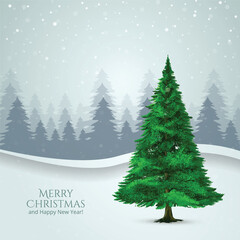 Beautiful christmas  landscape tree holiday card background