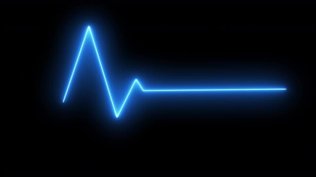 cool electric blue heartbeat medical EKG wave cardiogram hospital pulse monitor screen symbol on black background 4K seamless looping animation
