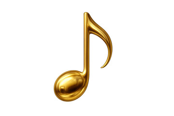 Golden musical note symbolizing melody, harmony, and elegant sound on a transparent background