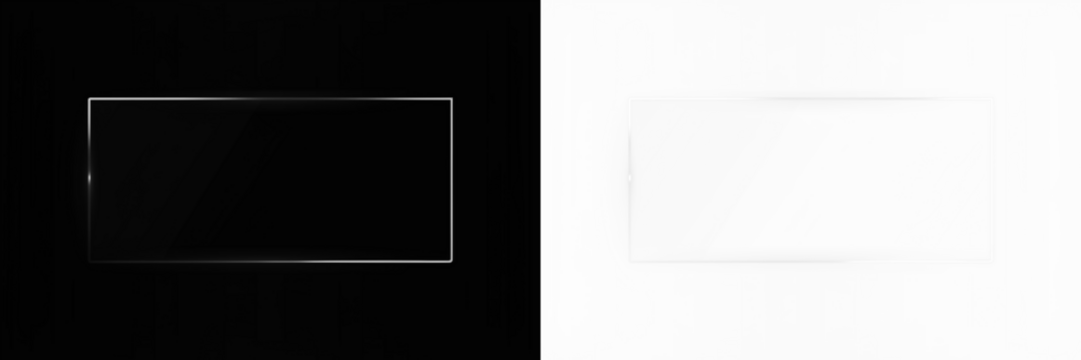 Black and white PNG overlay featuring a blank rectangular space on contrasting backgrounds, ideal for creative design projects and digital mockups with copy space