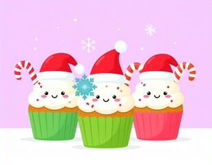 cupcakes with christmas decoration