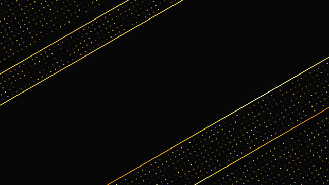 Dark background with golden lines and glittering dots