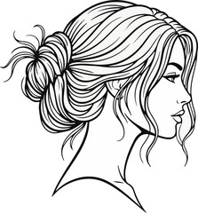 Vector Silhouette of Elegant Woman with Wavy Hair