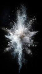 Powder explosion on black background