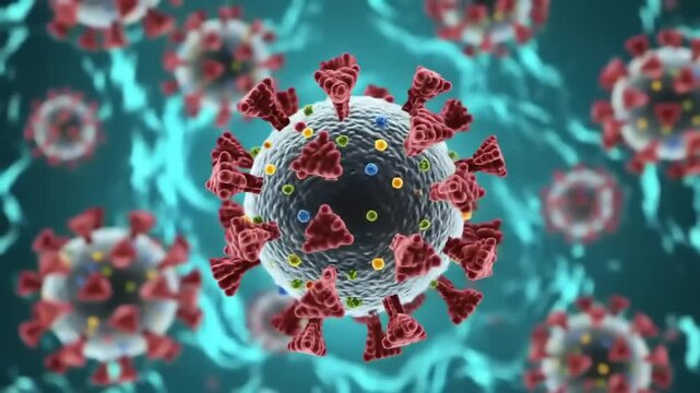 Medical illustration of microscopic virus structure with detailed surface