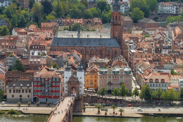 Heidelberg - &uuml;ber den D&auml;chern der Altstadt, Baden-W&uuml;rttemberg, Deutschland, Europa