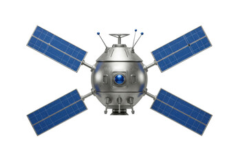 Fototapeta premium Isolated Satellite with Solar Panels for Scientific Research and Telecommunications Services