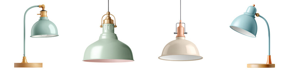 Set of Modern Pastel Desk and Pendant Lamps