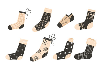 Set of Christmas Stockings with Festive Patterns