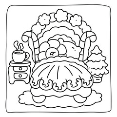 Bold and Easy Cozy Winter Coloring Pages, Cute Christmas Bold and Easy Coloring Pages, Line Art, Vectors Illustration, Black and White, 8.5x8.5