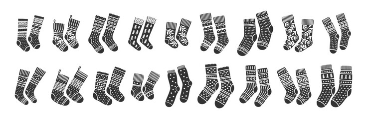 Vector illustration of socks, icons set.