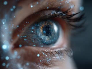 Futuristic Vision Detailed Eye Close-Up with Integrated Circuitry Representing the Convergence of Biological and Technological Systems