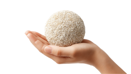 Sphere in Hand: Organic Texture Concept on White Background