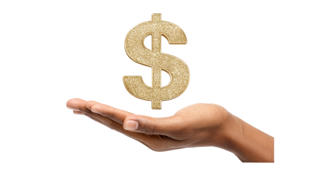 Dollar Sign in Hand: Wealth, Finance, and Success Concept