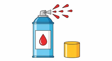 Creative Burst Red Paint Spray Can with Yellow Cap Vector Art Illustration