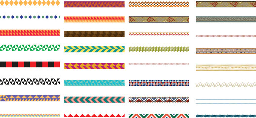 Colorful Geometric Pattern Vector Borders and Dividers Set