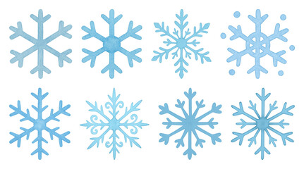 PNG Intricate blue snowflake vector designs, element set on transparent background
