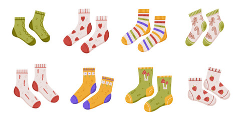 Cozy Knitted Wool Socks with Cute Prints for Autumn and Winter