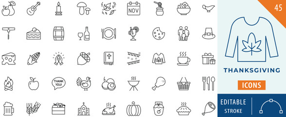 Winter icon collection set. Editable stroke.