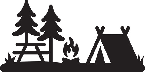 Black silhouette fire icon vector illustration for school sign and music symbol design