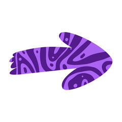 Purple abstract arrow pointing right with wavy pattern